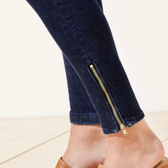LOFT Ankle Zip Skinny Jeans Women’s Size 28 Mid Rise Dark Wash Gold Hardware - Picture 3 of 12